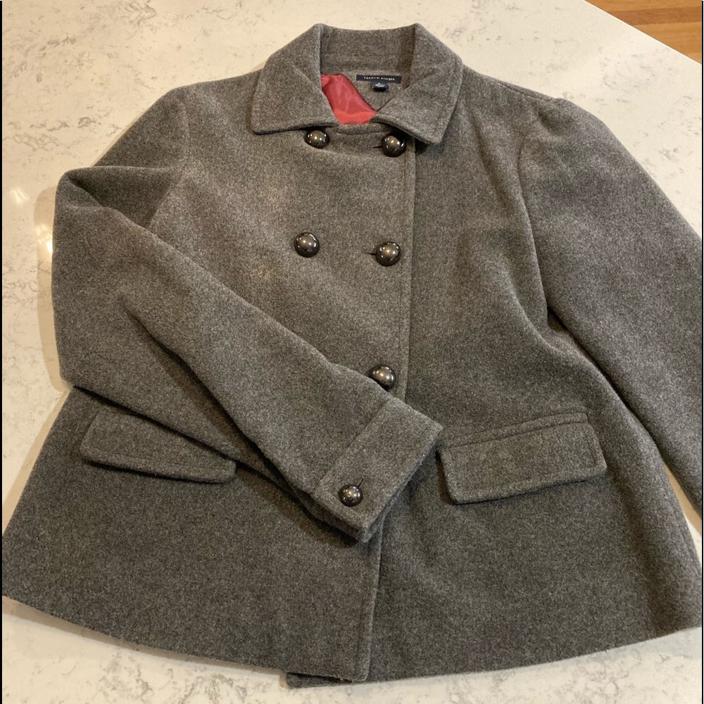 Tommy Hilfiger grey wool pea coat size M